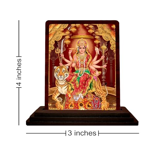 Image 3 of Panchmukhi Hanuman Wooden Idol - Glossy Finish 5x4in | Murti for Car Dashboard & Home Temple | Perfect Small Statue for Door Entrance & Puja | Enhance Spaces (sherawali maa1)