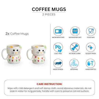 Image 5 of ExclusiveLane Kitty Charm Ceramic Coffee Mug Set of 2 310 ml