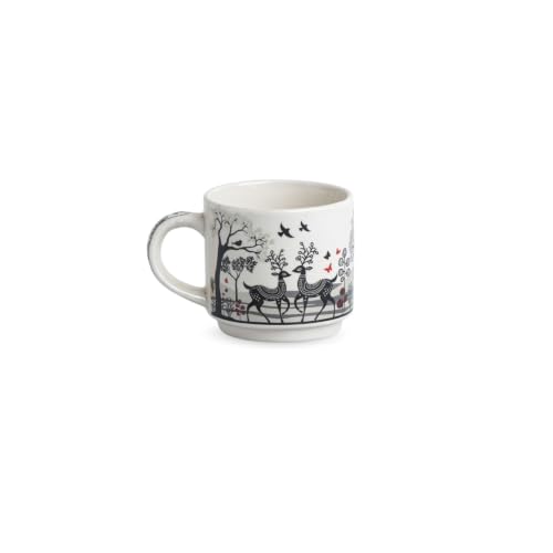 Image 3 of ExclusiveLane Forest Deer Decal Ceramic Tea Cups Set of 4 (200 ml)