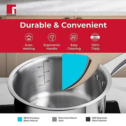 Image 6 of BERGNER TriPro Triply Stainless Steel Saucepan/Milkpan