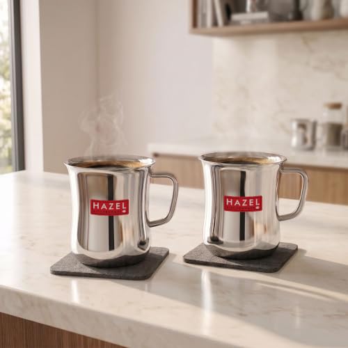 Image 13 of Silver / Smooth" or "Glossy / Set of 2 for the product HAZEL Stainless Steel Coffee Cup