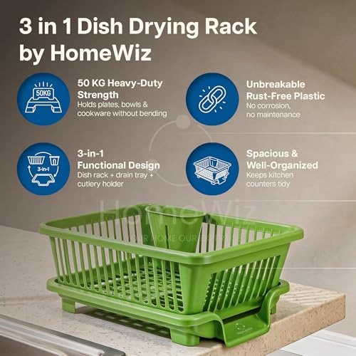 Image 6 of HomeWiz Plastic Dish Drying Rack 43x30x20 cm