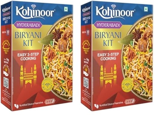 Image 1 of 339 gm / Pack of 2 for the product Kohinoor Authentic Basmati Biryani Kit,Hyderabadi (Pack of 2)