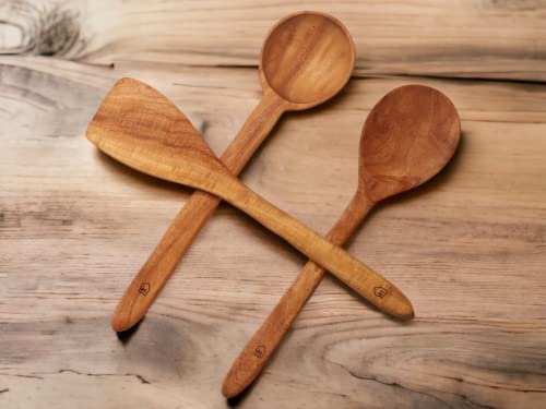 Image 3 of Vesta Homes Neem Wood Spoon, Compact Flip, Spatula/Ladle Set of 3