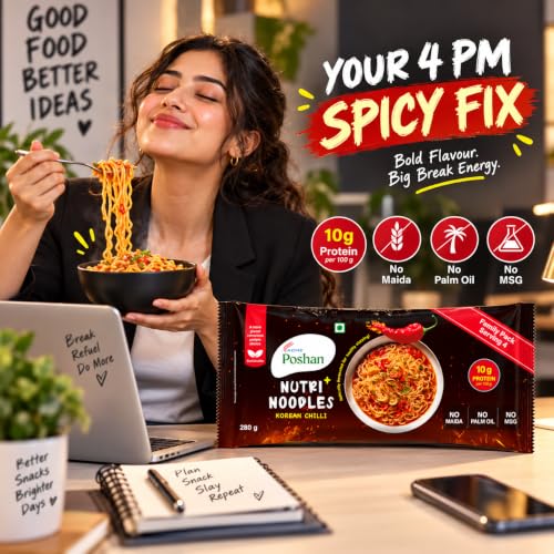 Image 5 of Acme Poshan Noodle Mania Korean Chilli Instant Noodles Pack of 4 x 70g