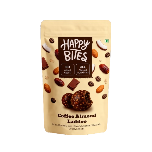 Image 1 of 150 gm / Pack of 1 for the product Happy Bites Coffee Almond Laddoo