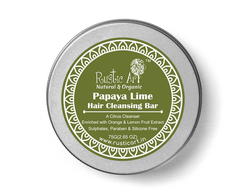 Image 1 of 75 gm for the product Rustic Art Papaya Lime Hair Cleansing Bar