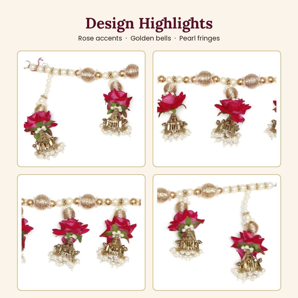Image 3 of Renu's Creation Rose & Golden Bell Toran