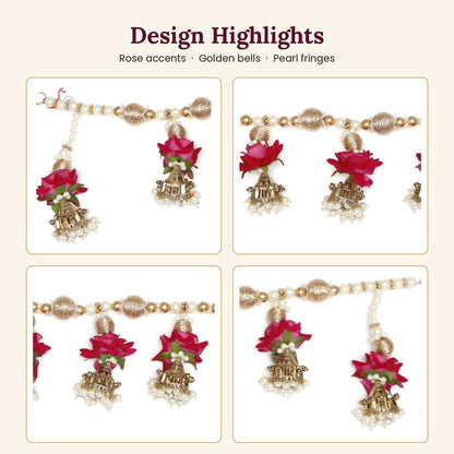 Image 3 of Renu's Creation Rose & Golden Bell Toran