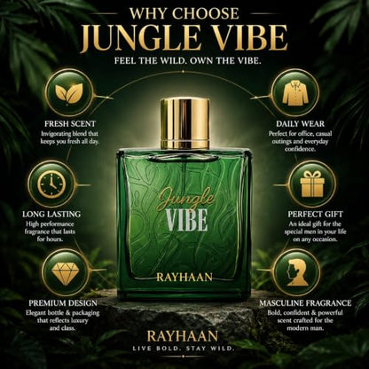 Image 5 of RAYHAAN Jungle Vibe Eau De Parfum for Men | Fresh Green Woody Aromatic Fragrance | Long-Lasting Perfume Spray