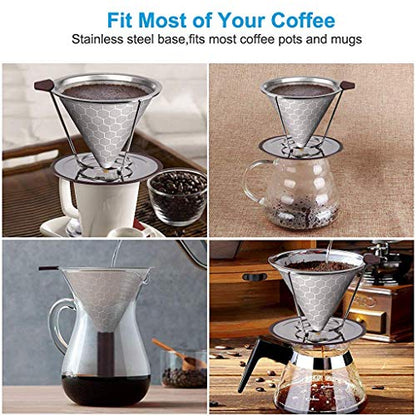 Image 8 of HASTHIP Pour Over Coffee Dripper 800 Mesh Stainless Steel Handle V60