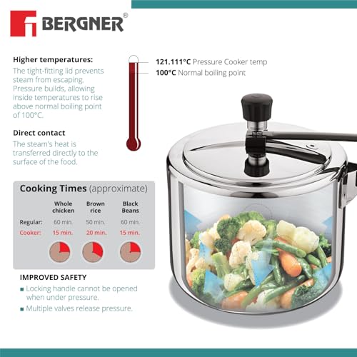 Image 7 of BERGNER BE Essentials Tripro Triply Stainless Steel Pressure Cooker 3 Liters
