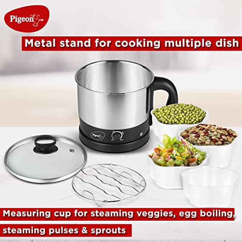 Image 6 of Pigeon Kessel Multipurpose Kettle (12173) 1.2 litres with Stainless Steel Body, used for boiling Water and milk, Tea, Coffee, Oats, Noodles, Soup etc. 600 Watt (Black & Silver)
