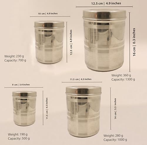 Image 4 of Spillbox Stainless Steel Utensil Vertical Canisters Set of 4 1060 gm