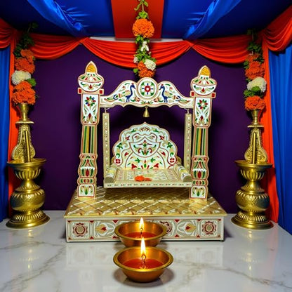Image 3 of Handicrafts Meenakari Krishna Wooden Jhula for Laddu Gopal Idol for Home Temple