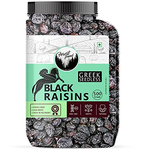 Image 2 of 500 g (Pack of 1) for the product Forest Found Premium Greek Seedless Black Raisins 900g