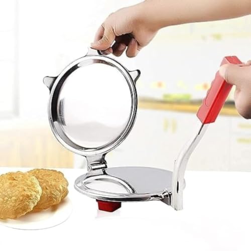 Image 5 of 1pc Stainless Steel 6.5 Inch Roti & Puri Maker Press Manual Hand Press Roti Maker with Handle for Chapati, Papad & Khakhra Heavy Duty Cast Iron with Stainless Steel Plates (Pack of 1)