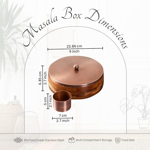 Image 7 of nestroots Wooden Masala Box with Stainless Steel Jars