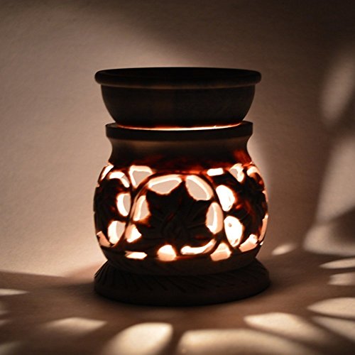 Image 5 of Pure Source India Stoneware Aroma Home Fragrance Diffuser (3 x 3 x 3.5 inch, Brown)