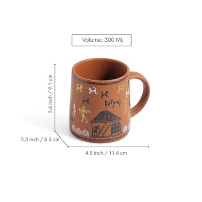 Image 4 of ExclusiveLane Warli Village Tales Handcrafted Ceramic Coffee Mug Set of 6 300 ML