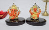 Image 1 of Default Title for the product Gold Art India Laxmi Ganesh Gold Plated Orange Terracotta Idol (3.3" Inch)