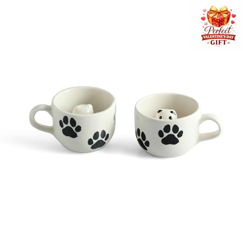 Image 3 of ExclusiveLane Furry Friend Surprise 3D Animal Ceramic Coffee Mugs Set of 2 210 ml