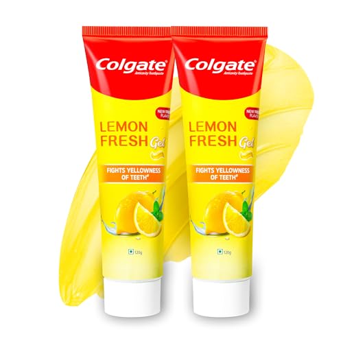 Image 1 of Default Title / Pack of 1 for the product Colgate Lemon Fresh Gel Toothpaste, Fights Yellowness of Teeth, Freshens Breath 120gm/4.3 Oz (240g (120g x 2))