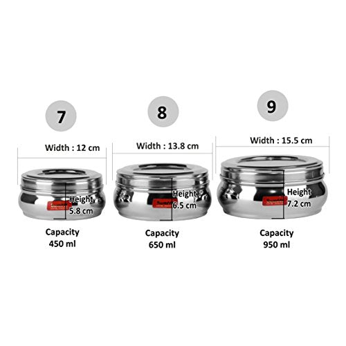Image 7 of Sumeet Stainless Steel Belly Shape Flat Canisters/Puri Dabba/Storage Containers