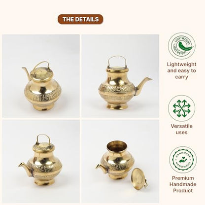 Image 5 of Habere India-All the Cultures Fabricating India Traditional Brass Pooja Kalash 13 x 9 x 10 cm