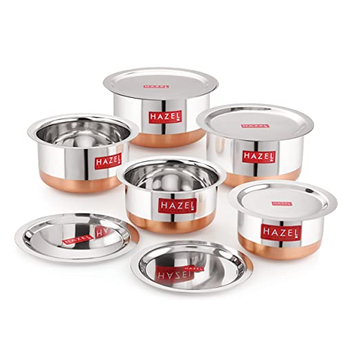 Image 8 of Copper / Set of 5 (1 l, 1.5 l, 1.9 l, 2.4 l, 3 l) for the product HAZEL Stainless Steel Patila Set with Lid