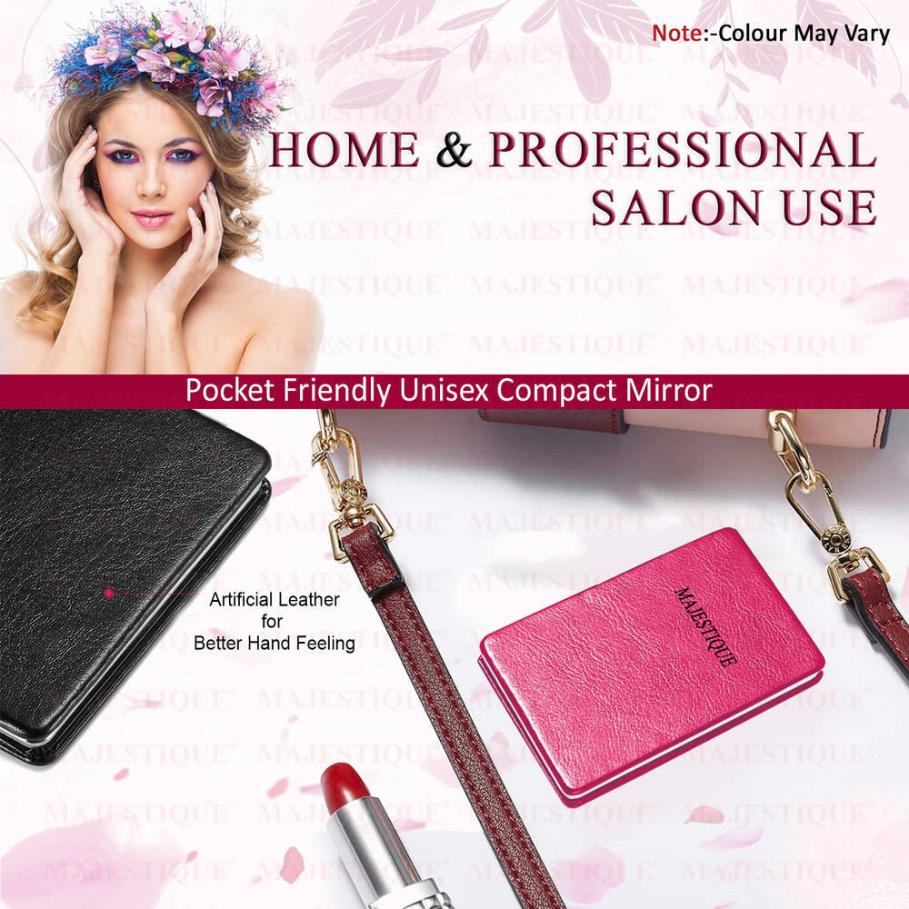 Image 7 of Majestique Compact Hand Mirror, Leatherette Texture For Men And Women
