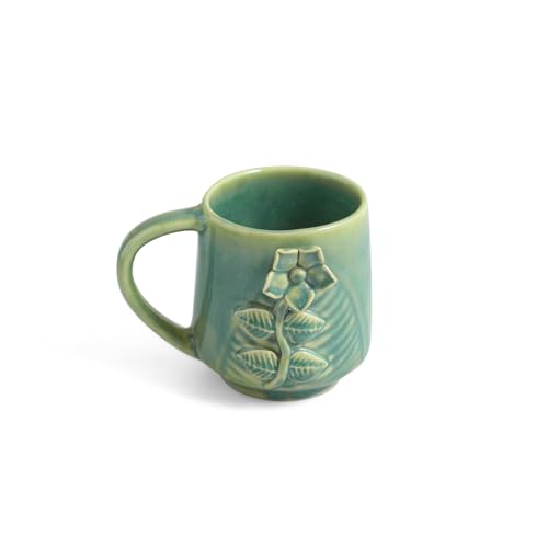 Image 3 of ExclusiveLane Sage Serenity Hand-Embossed Ceramic Coffee Mug Set of 6, 330 ML
