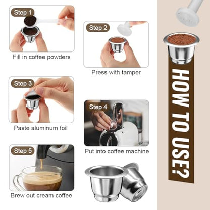 Image 4 of Supvox Reusable Coffee Pod, for Nespresso, Steel, 100 Foil Covers