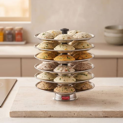 Image 1 of Default Title for the product HAZEL Stainless Steel Medium Idli Plate with Stand, 6-Rack Plates, 30 Idlis