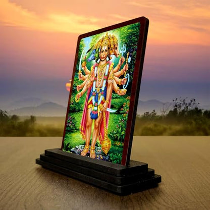 Image 3 of 4x5 Inch Lord Vishnu Wooden Idol with HD Print | Elegant Bhakti Desk & Temple Decor