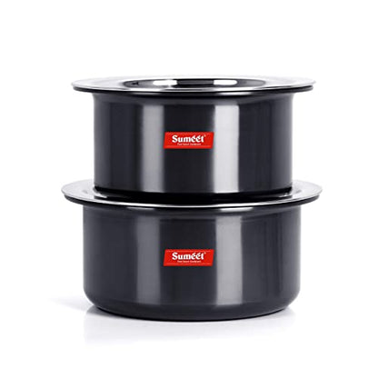 Image 1 of 0.5 Ltr, 0.9 Ltr for the product Sumeet Aluminium Hard Anodized Tope Set of 2 Pc