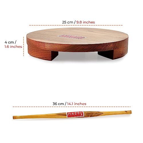 Image 3 of HAZEL Sagwan Polpat Chakla Roti Chapati Maker 24 cm with Wood Roti Roller Belan Rolling Pin 36 cm