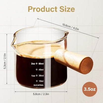 Image 3 of Supvox Espresso Shot Glass 75ml Borosilicate Measuring Cup Dual Spout