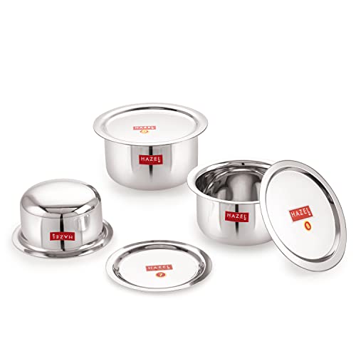 Image 1 of 300 ML, 500 ML, 800 ML for the product HAZEL Stainless Steel Tope Patila with Lid Round Bottom Boiling Vessels Bhagona Dekchi