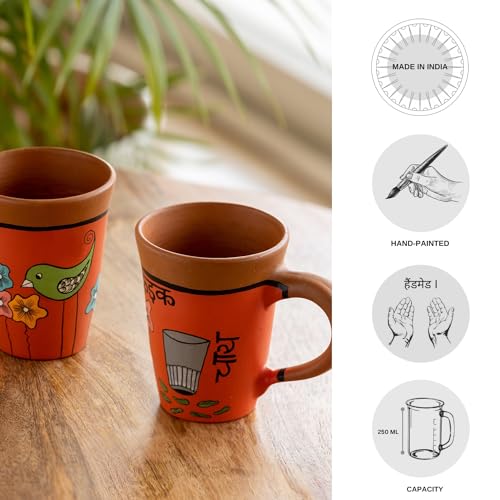 Image 4 of ExclusiveLane Chai Birdies Terracotta Tea Cups Set of 2 250 ml