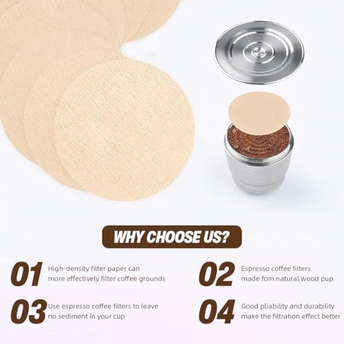 Image 5 of Supvox Coffee Filter Paper 51mm 400 Counts Unbleached Round for Moka Pot