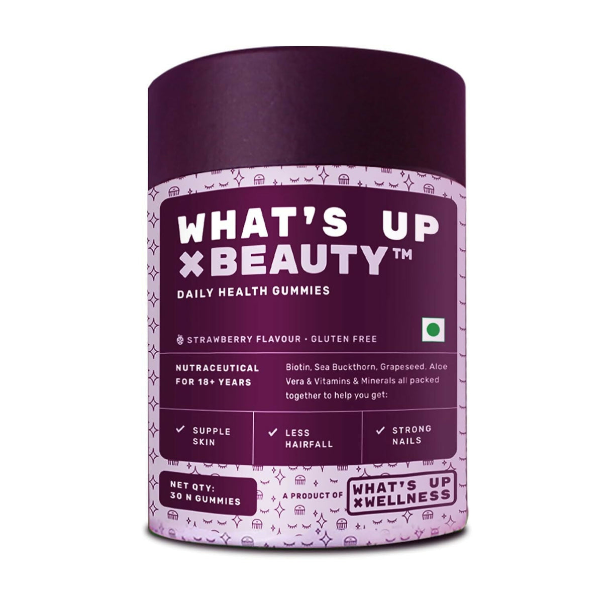 Image 1 of What's Up Wellness Beauty Gummies With Biotin, Zinc, Folic Acid For Hair, Skin & Nails