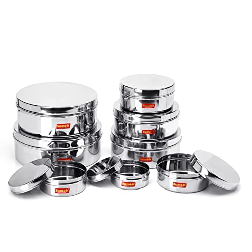 Image 3 of Sumeet Stainless Steel Flat Canisters Storage Containers Set of 8Pcs