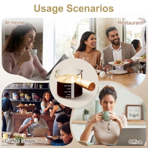 Image 7 of Supvox Espresso Shot Glass 75ml Borosilicate Measuring Cup Dual Spout
