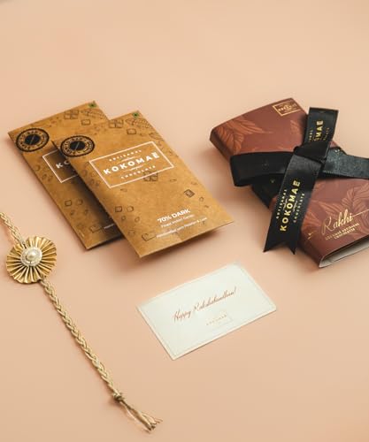 Image 2 of KOKOMAE Rakhi Gift Hamper | 2 x 70% Dark Chocolate Bars 50g Each