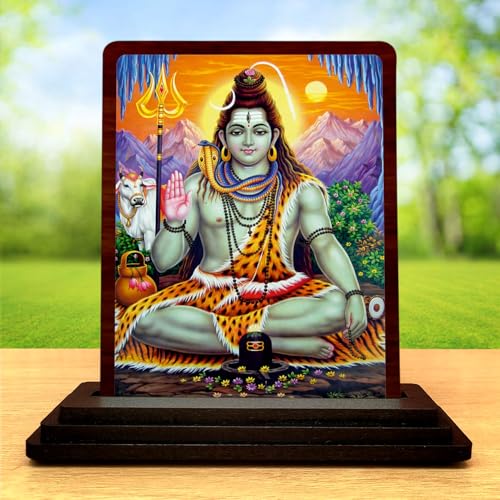 Image 2 of Classic Devotional Lord Shiva Wooden Table Idol 4x5 Inch HD Printed Decorative Piece