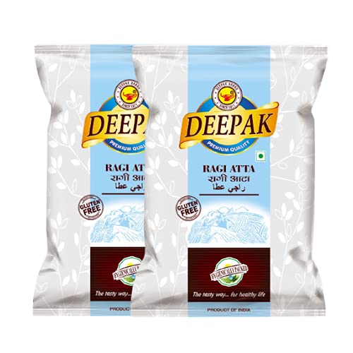 Image 1 of 1 kg / Pack of 2 for the product Deepak Ragi Atta | Gluten Free Finger Millet Flour | High Fiber & Healthy Diet Flour