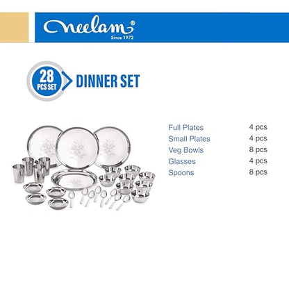 Image 2 of neelam Stainless Steel Dinner Set, 24 Gauge, 28 Pcs