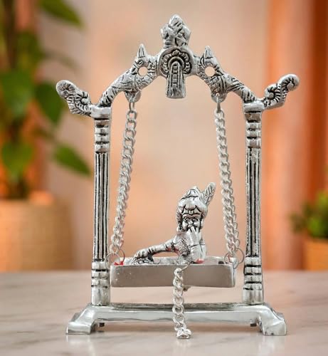 Image 1 of Default Title for the product KridayKraft Laddu Gopal on Jhulla Palana Metal Showpiece Religious Figurines