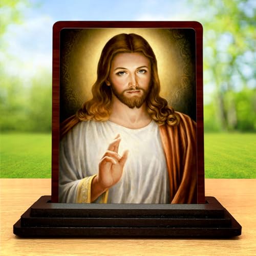 Image 2 of HD Printed Jesus Christ Wooden Idol 4x5 Inch Spiritual Art Spiritual Showpiece